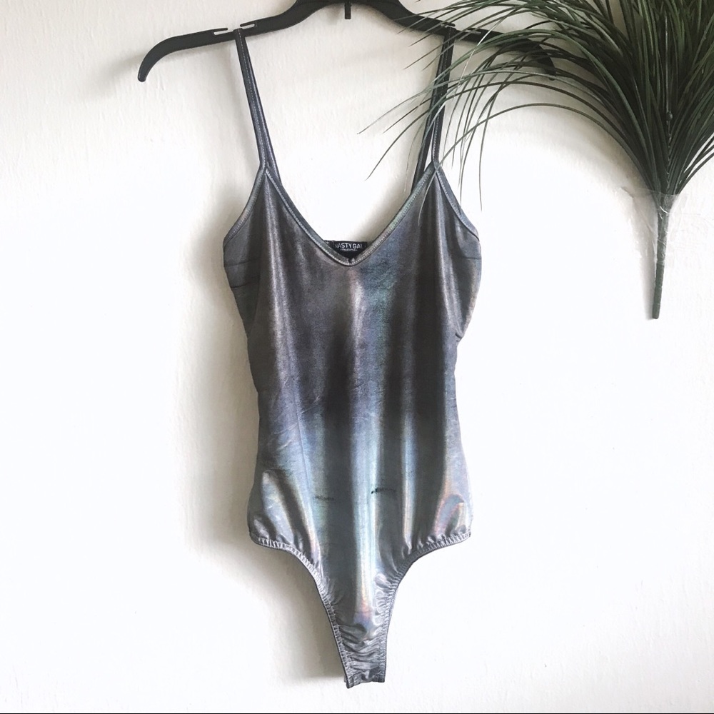Nasty Gal Metallic Silver Bodysuit - Picture 2 of 5